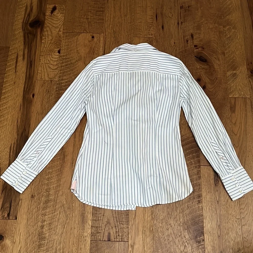 J.Crew Women’s White and Blue Striped Button Down Shirt Size S